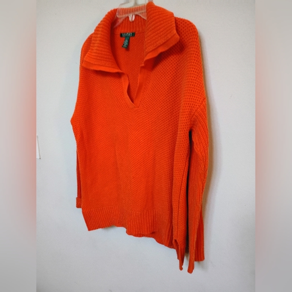 Ralph Lauren Women's Orange Vintage Sweater Size Large - Picture 9 of 14